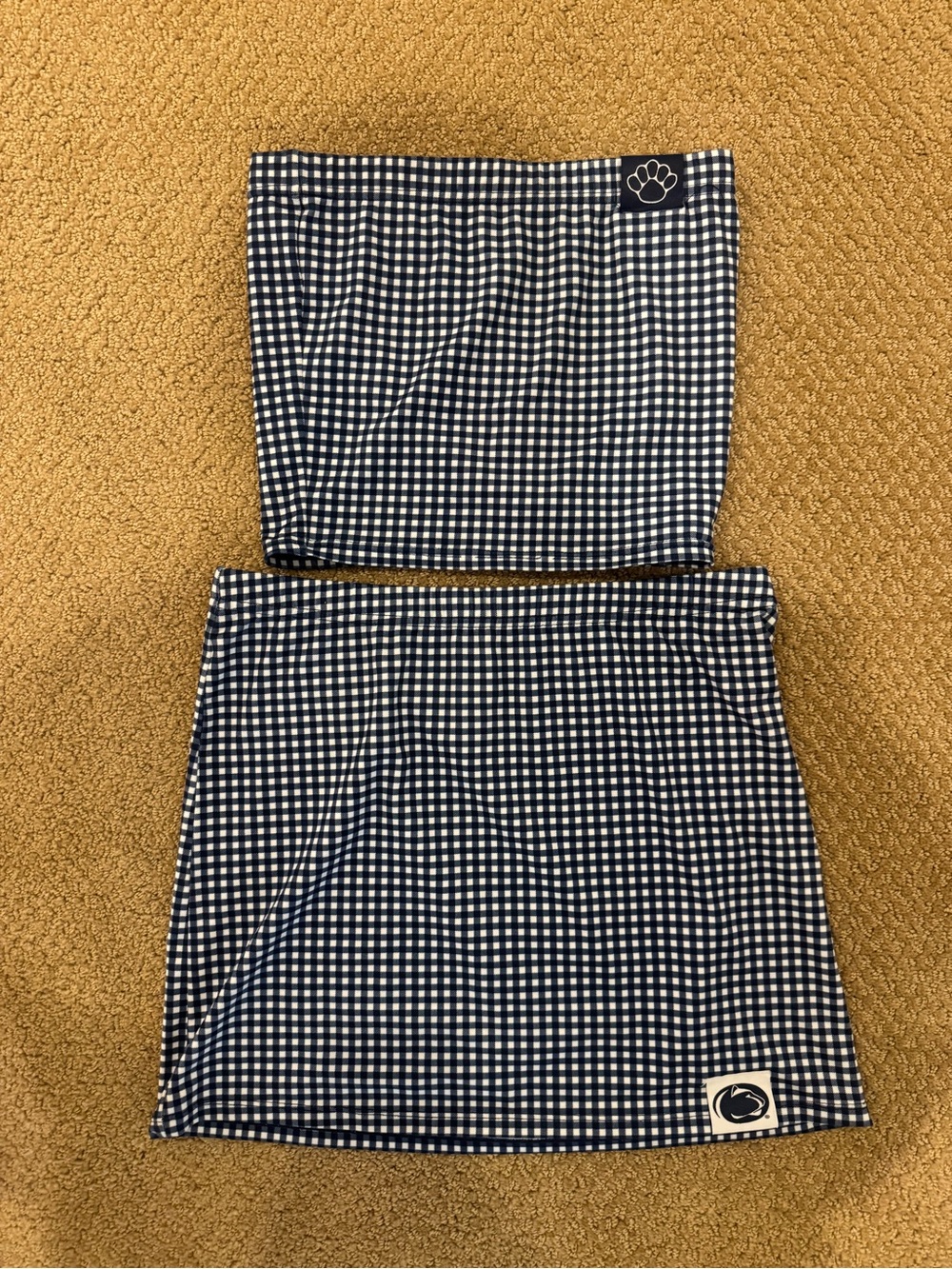 Navy & White Gingham Penn State Two-Piece Skirt Set